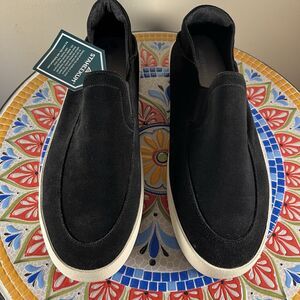 Staheekum Flipside Mens 9.5 Black Suede Slip On Crash Back Skate-Style Shoes